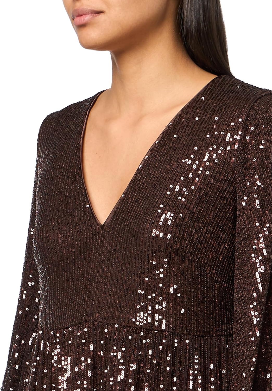 Eliza J Womens 3/4 Balloon Sleeve Sequin Tiered Skirt Baby Doll Dress - Image 3