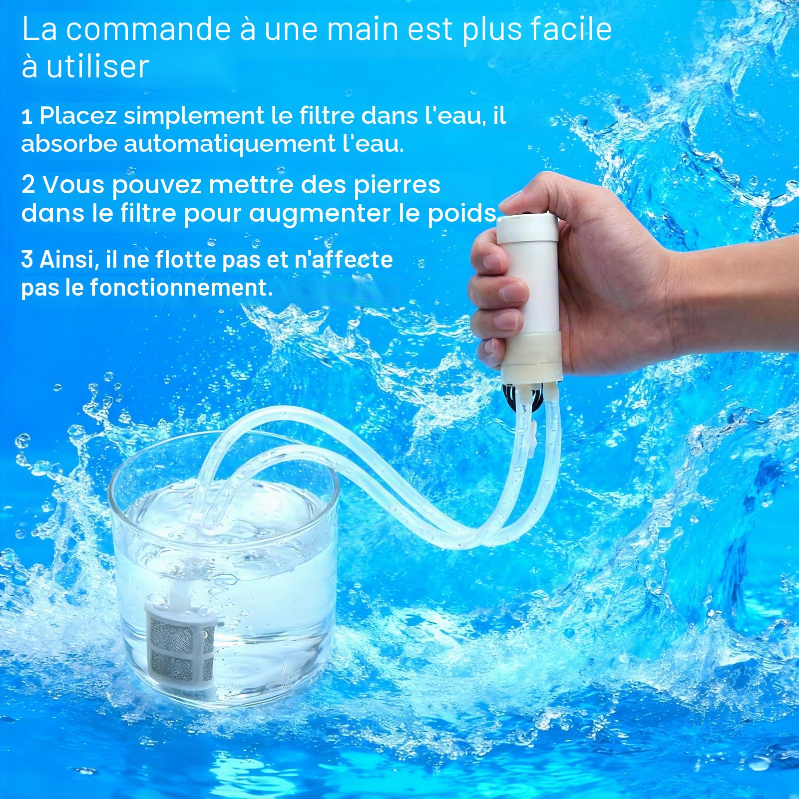 HENGBIRD Pompe à eau USB Mini DC Auto-amorçante – 5 V Petite Pompe Silencieuse avec Tuyau PVC 1 m & filtre en Pierre, Pompe de Circulation Portable pour Aquarium, Jardin, Camping