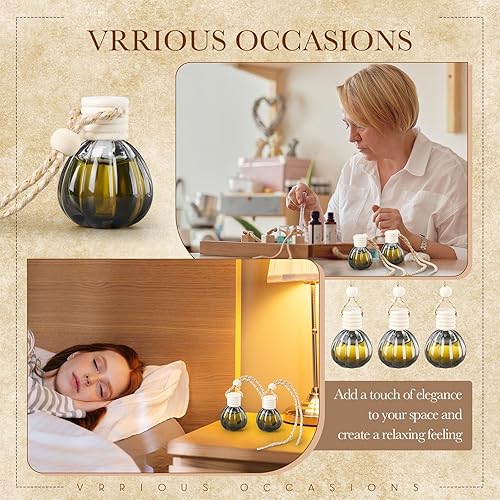 Vista 12 de BBTO - Ambientador colgante para automóvil, 50 unidades, botella difusora de vidrio, vacía, para perfume, para aceites esenciales, fragancias