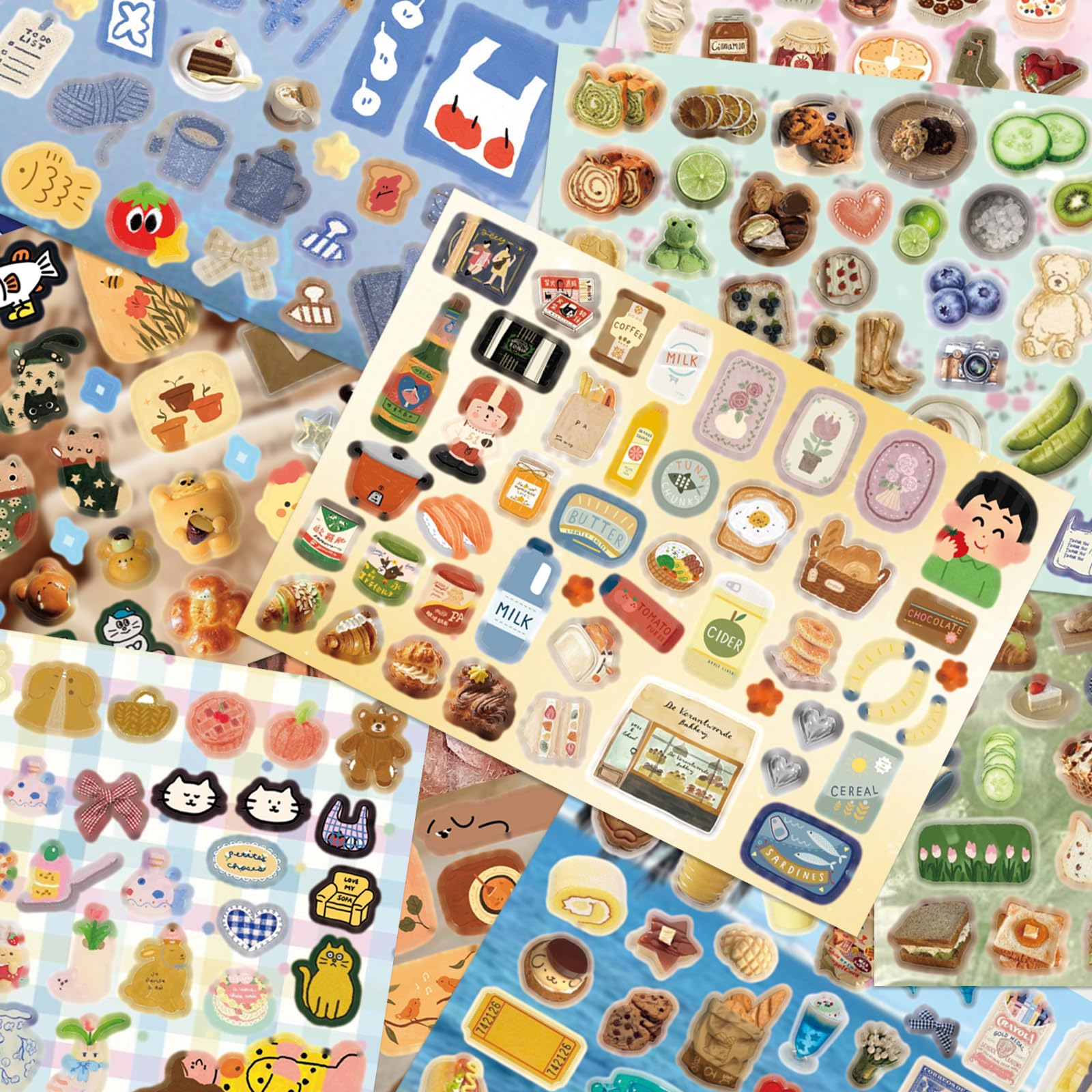 PRSTINCOL Japońska książka z naklejkami w stylu mangi z 30 arkuszami wycinanych naklejek, ponad 1200 sztuk do samodzielnego prowadzenia dziennika i scrapbookingu