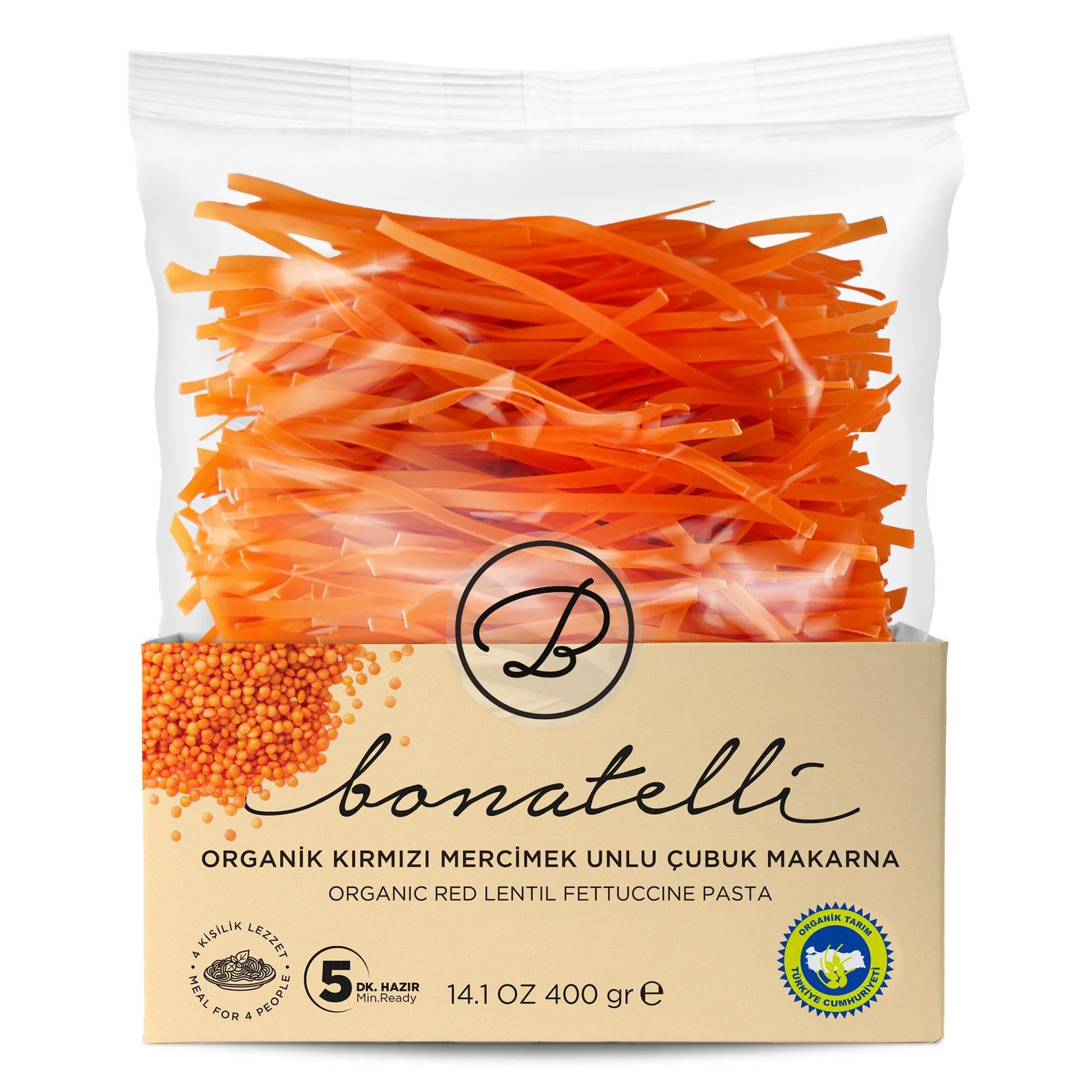 Bonatelli Organik Kırmızı Mercimek Makarna 400 Gr