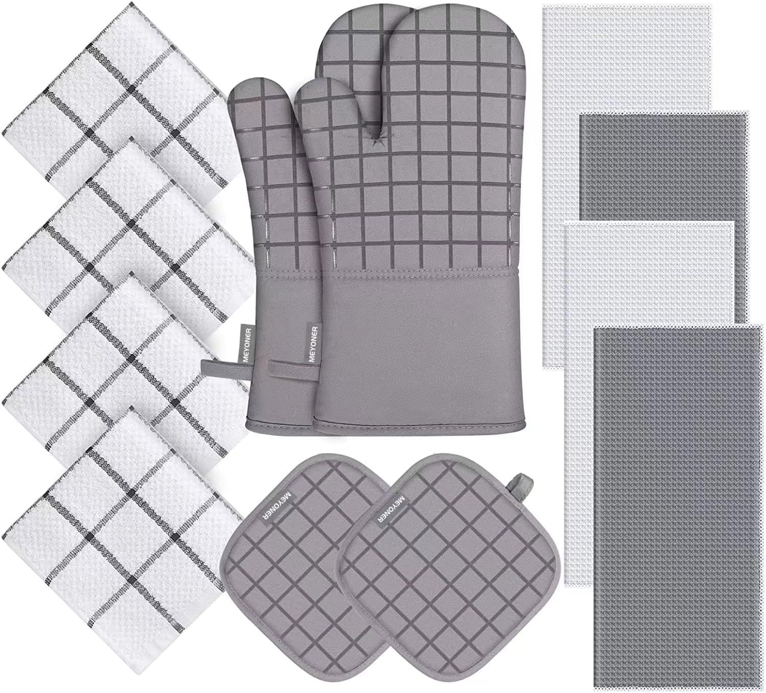 Amazon.com: Oven Mitts and Pot Holders Set with Kitchen Towels and ...