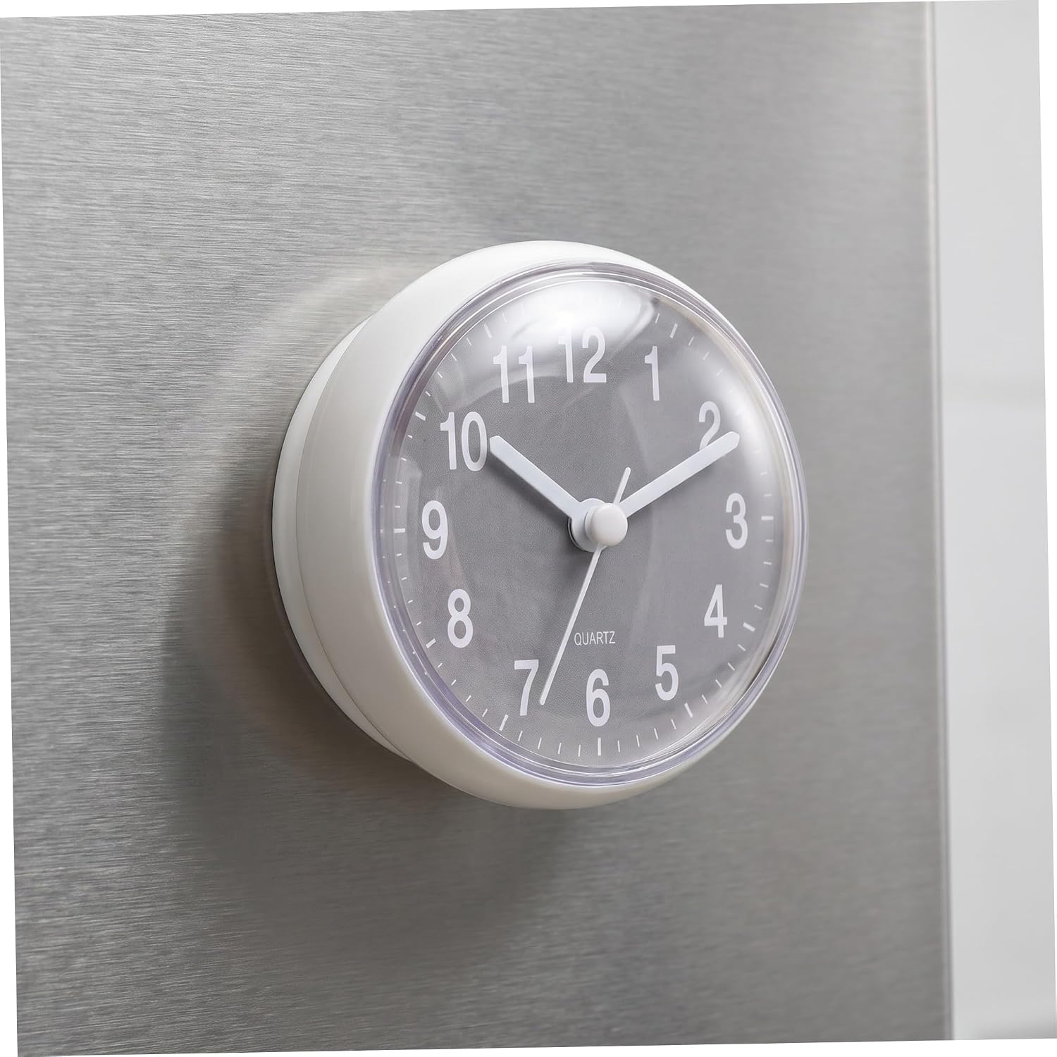 Mikinona Mini Waterproof Suction Cup Bathroom Clock 3.2 Inch Grey