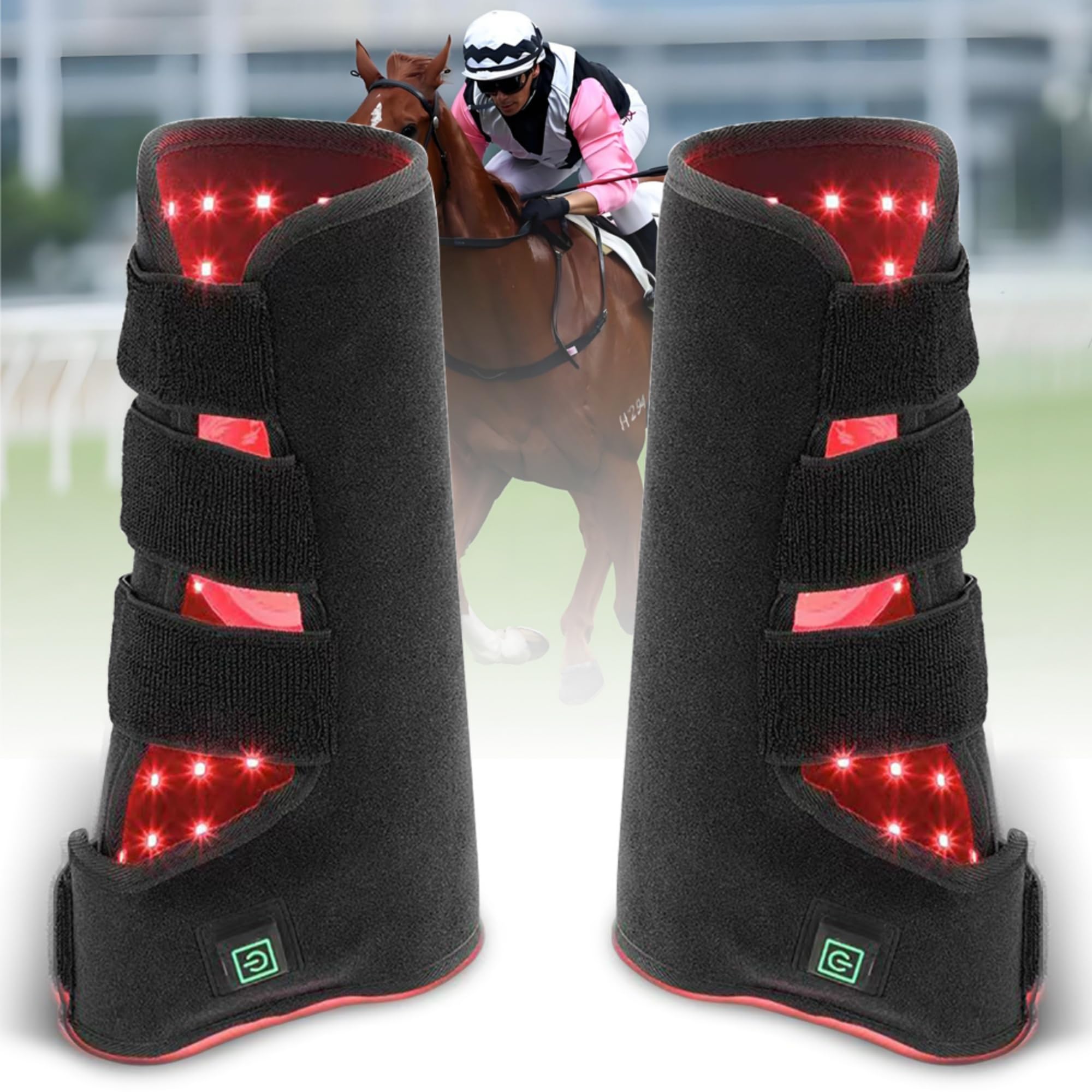 Photo 1 of 2026 Red Light Therapy for Horse Leg Stifle Pain,Left and Right Leg Set,850nm?660nm Infrared Light Therapy for Equine Muscle Recovery,Without Battery.With 2X192 LED,Size:13.8X13.8IN.