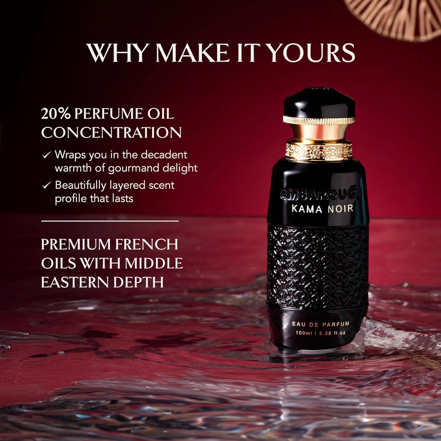 EMBAROUGE KAMA NOIR Women's Fragrance | Perfume for Women | Fresh Fragrance | 100 ml pack | 3.4 Fl. Oz. | Amber and Vanilla notes | Gift for Women | Eau de Parfum EDP - Image 6