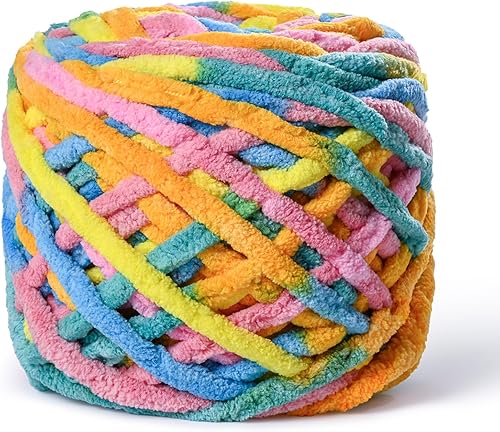 Vista 71 de Paquete de 3 hilos gruesos de felpilla de felpa de 3.53 onzas (49.2 yardas), hilo de terciopelo esponjoso para tejer y hacer ganchillo, hilos de 3