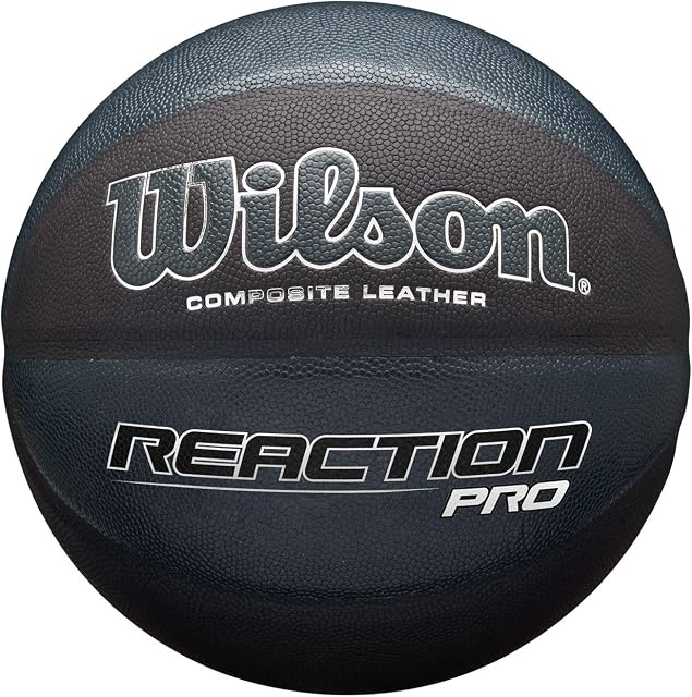 Wilson REACTION PRO SHADOW Basketball, Mixed Leather, Size: 7, For Indoor and Outdoor Use, Black, WTB10135XB07