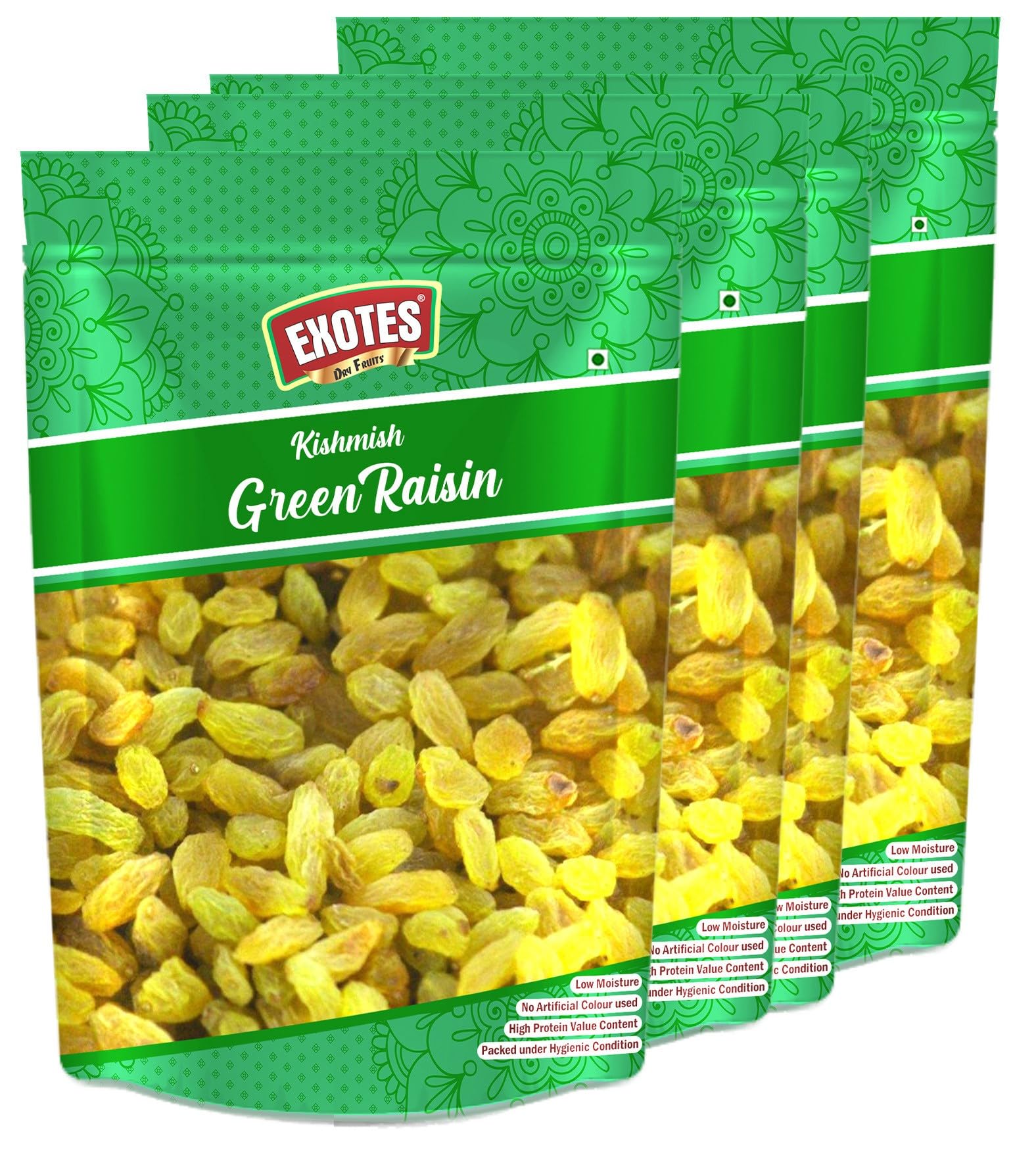 EXOTES Green Long Raisin/ Kishmish Pouch, 250g (Pack of 4) (B08HKSKK9C) Amazon Price History, Amazon Price Tracker