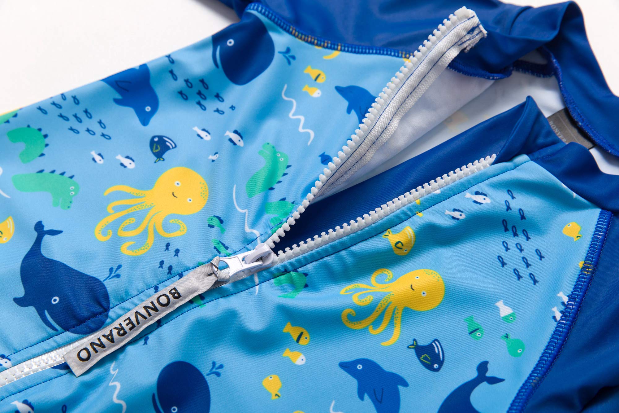 BONVERANO Costume Intero Neonato Manica 3/4 con Protezione UV 50+ con Cerniera