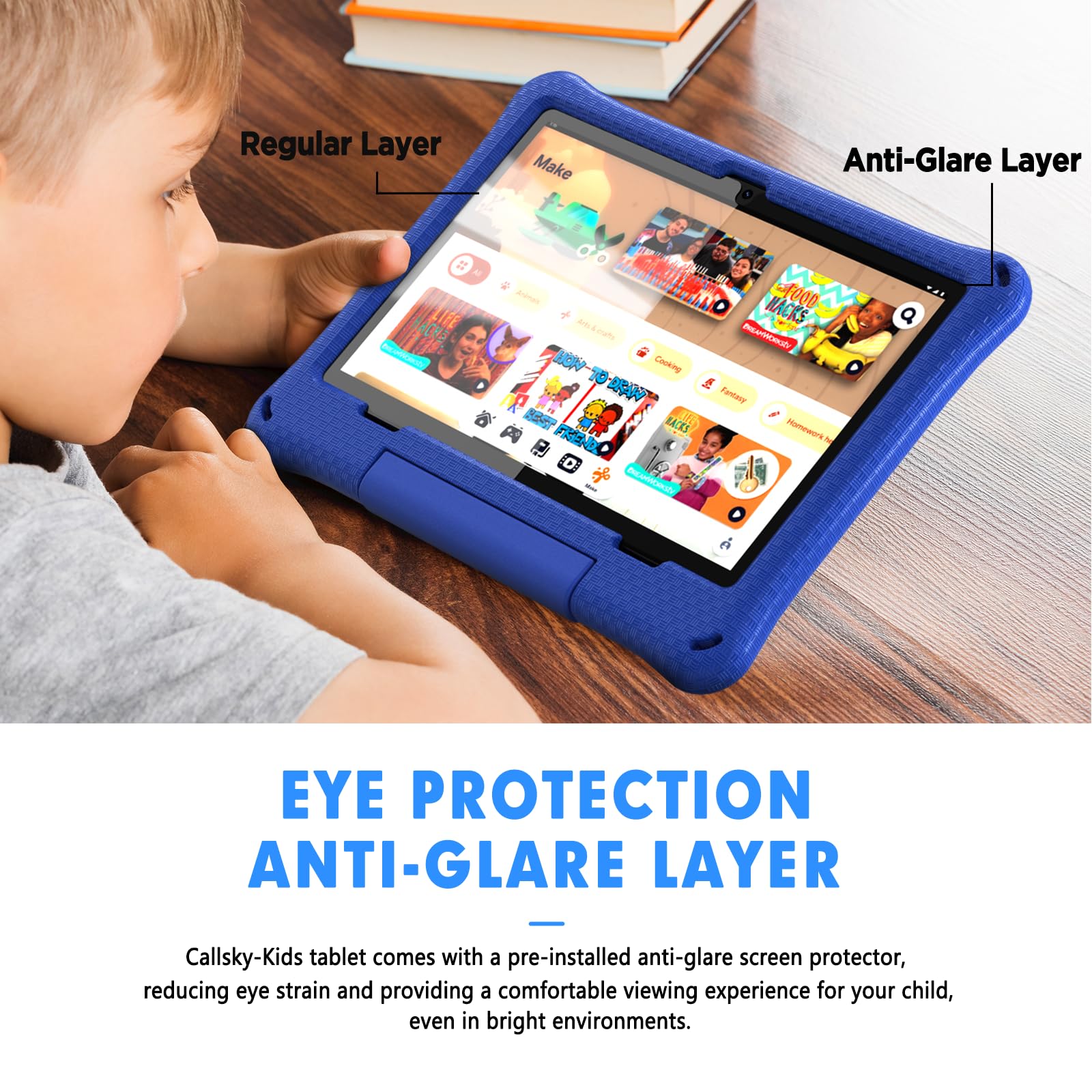 Kids Tablet, 10.1 Inch Android 15 Tablet for Kids, 12GB+64GB, Octa-Core, 6000mAh Battery, WiFi 6, Pre-Installed Kids Apps, Parental Control, with EVA Protective Case – Ideal Gift for Toddler (Blue)