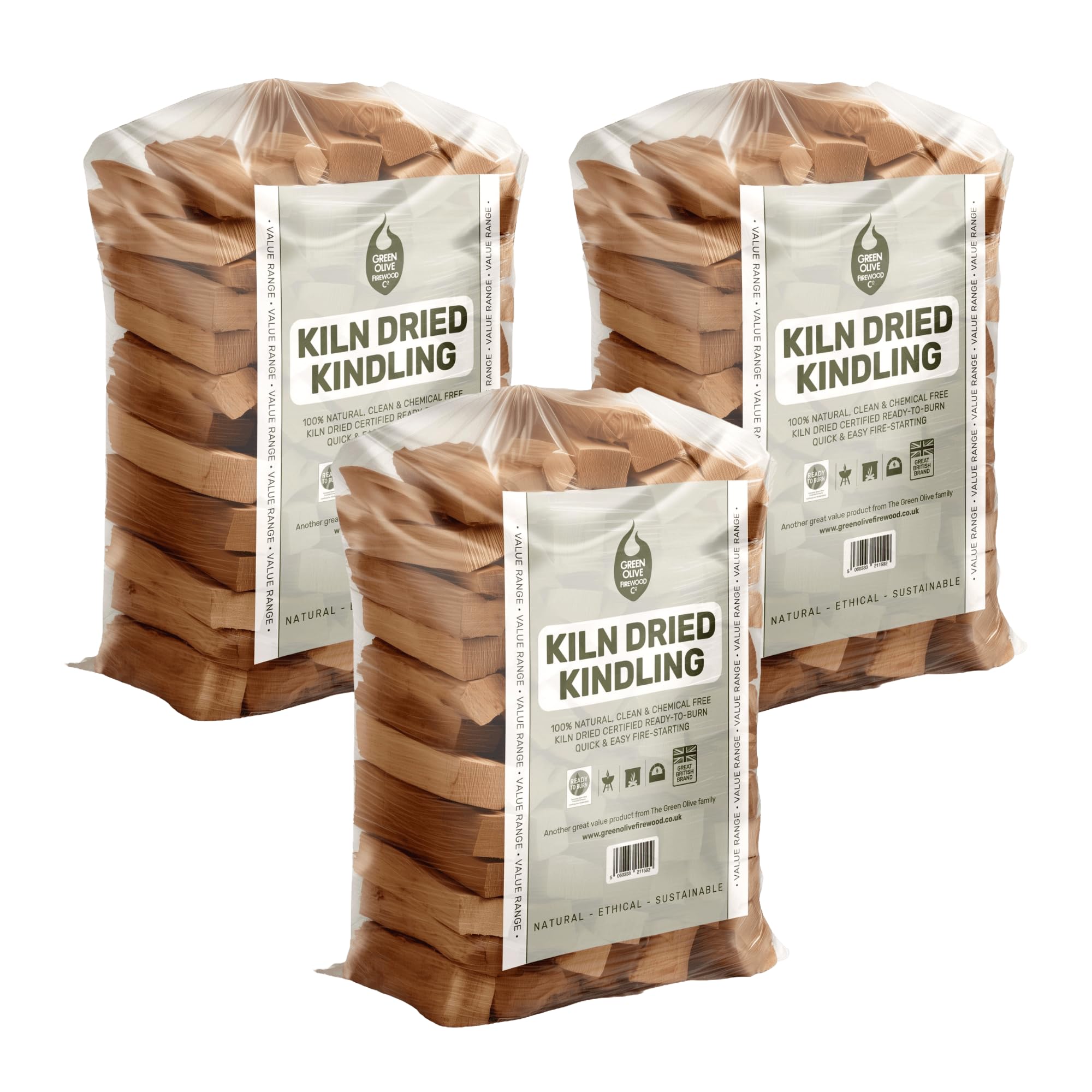 Green Olive Firewood - Approx 2.2KG Bag of Kiln Dried Kindling Wood - Firestarting Sticks - Natural Fire Lighters for Log Burners, Wood Burning Stoves, BBQS, Camping, fireplaces & Pizza Ovens — view 7