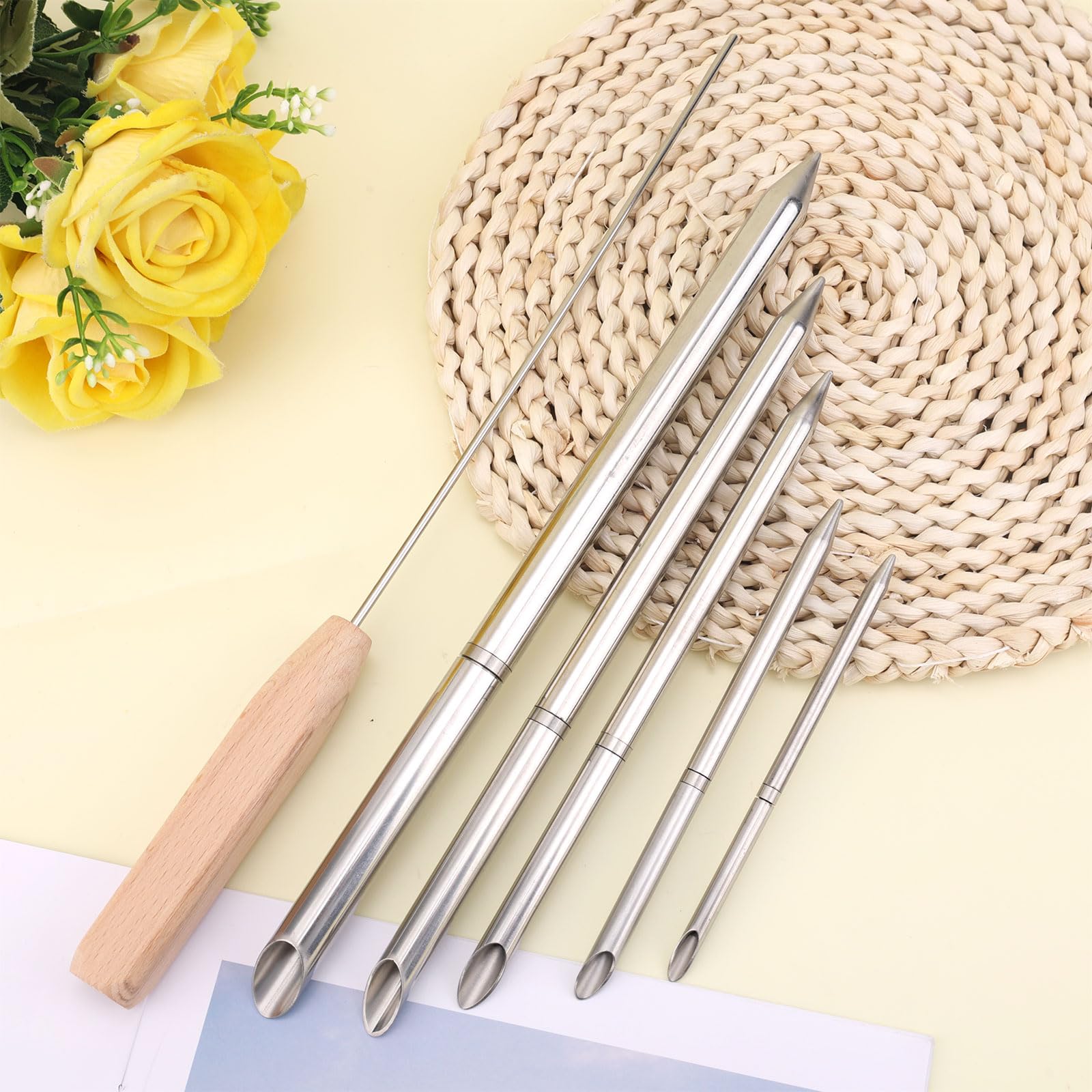 Gosknor 7pz Kit Utensili Giunzione Corde, Utensili FID 6-In-1 Acciaio Inossidabile con Spintore e Borsa Portaoggetti per Corda Doppia Treccia 1/4" 5/16" 3/8" 7/16" 1/2" per Rapido Recupero Giunzione