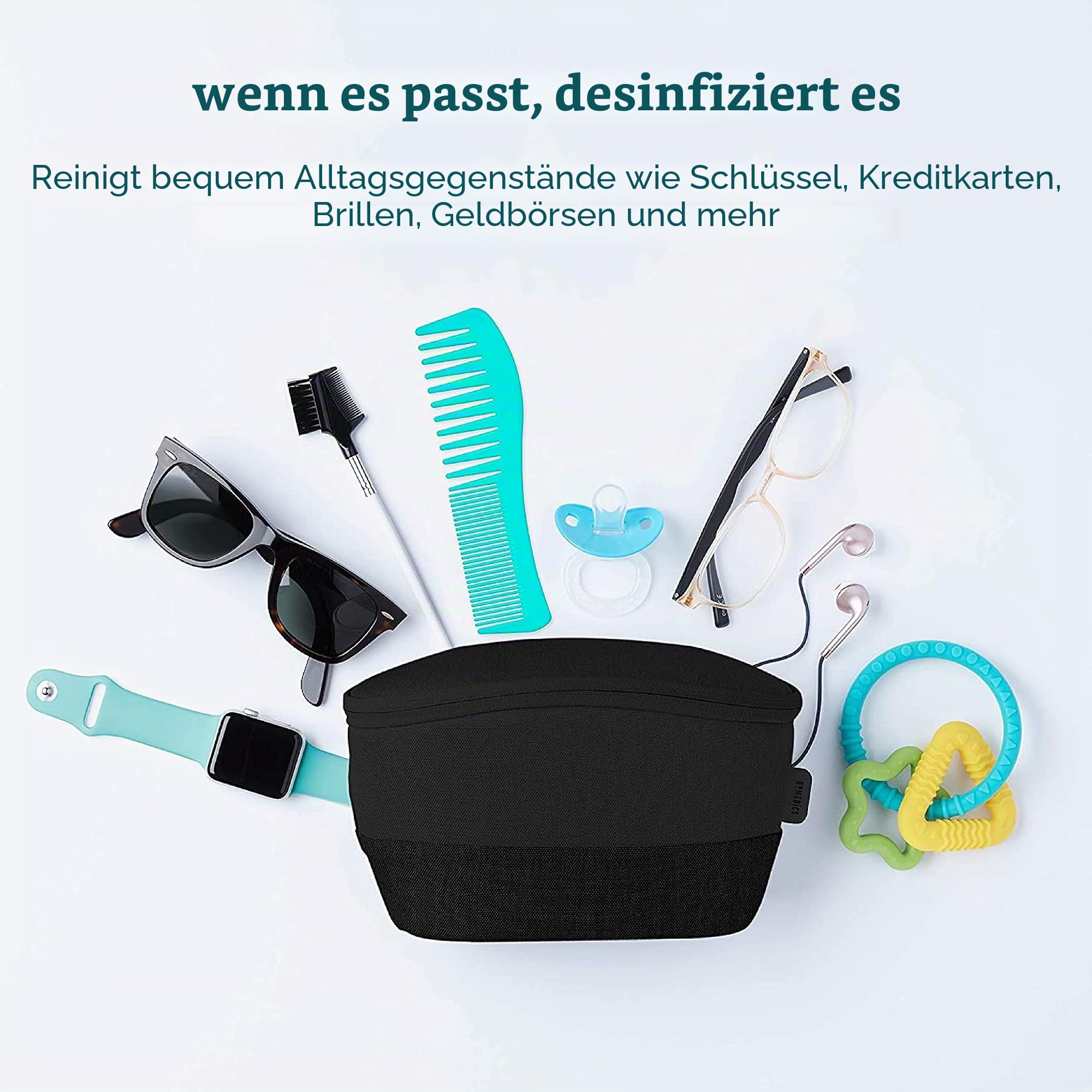 HoMedics UV-Clean tragbarer Desinfizierer Sanitizer Sterilisator|Schnellster UV-Sanitizer auf dem Markt|Tötet bis zu 99,9 Prozent der Bakterien und Viren auf DNA-Ebene,ohne Quecksilber und Chemikalien