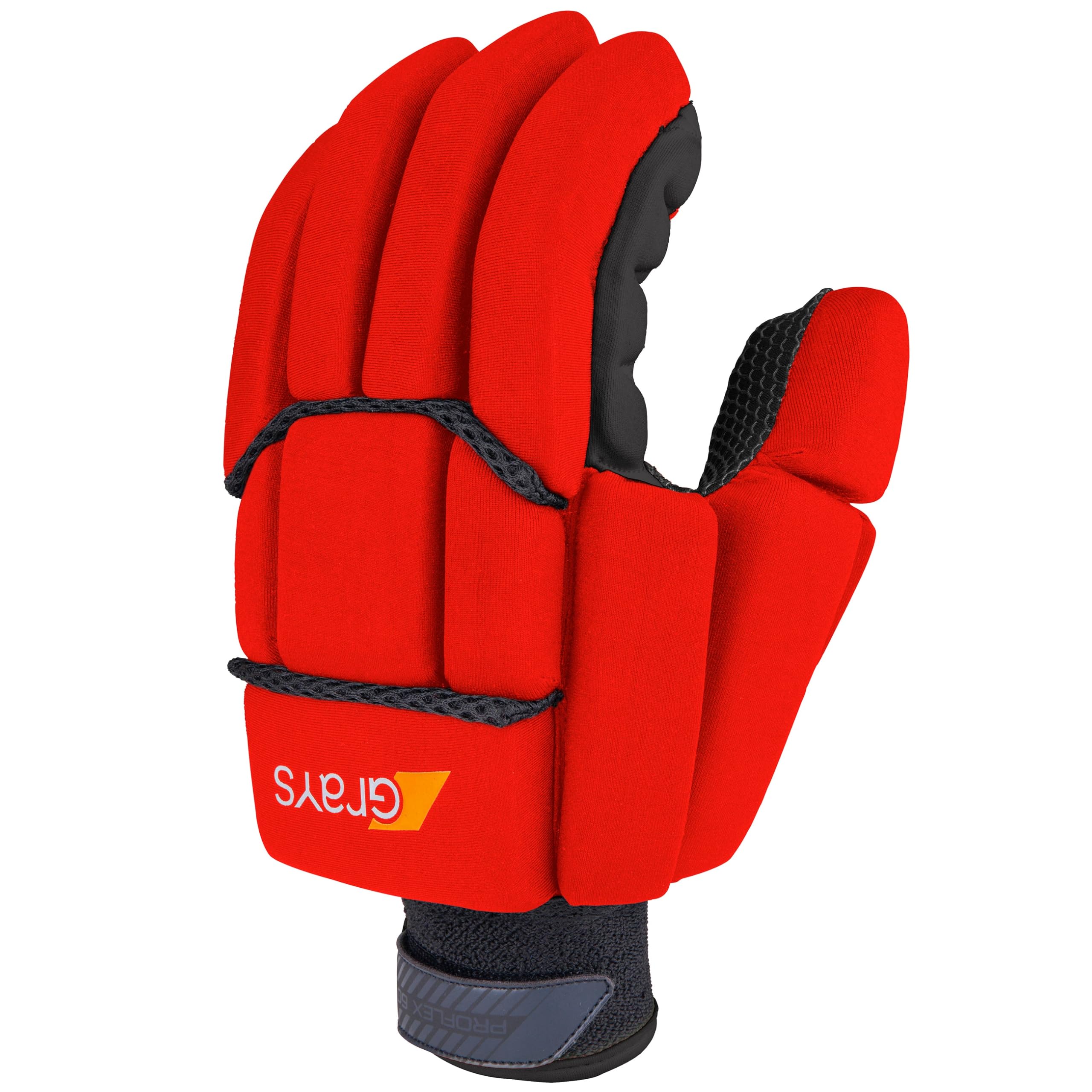 GRAYS Proflex 1000 - Guante de hockey (mano derecha pequeña), color negro y rojo fluoro