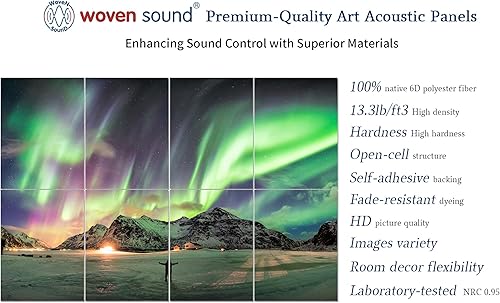 Miniatura 2 de Paneles acústicos artísticos, 48 x 32 x 0.4 pulgadas, absorben el sonido, decoración de pared, adecuados para reducción artística de ruido, estudios