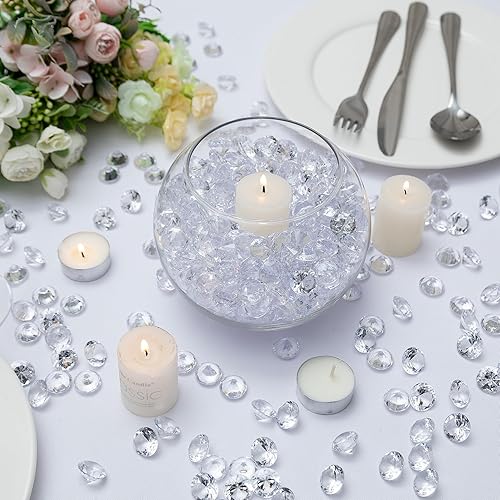 Miniatura 4 de AiFanS Relleno de jarrón para centros de mesa, Home Deco 300 cuentas de relleno de jarrón de 34 pulgadas, canicas de diamante para jarrones, color