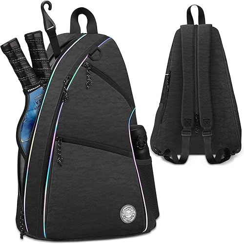 GIGAPOWER Bolsa de pickleball  Mochila de pickleball para hombres y mujeres  Bolsa ajustable  Mochila deportiva cruzada reversible con luz colorida