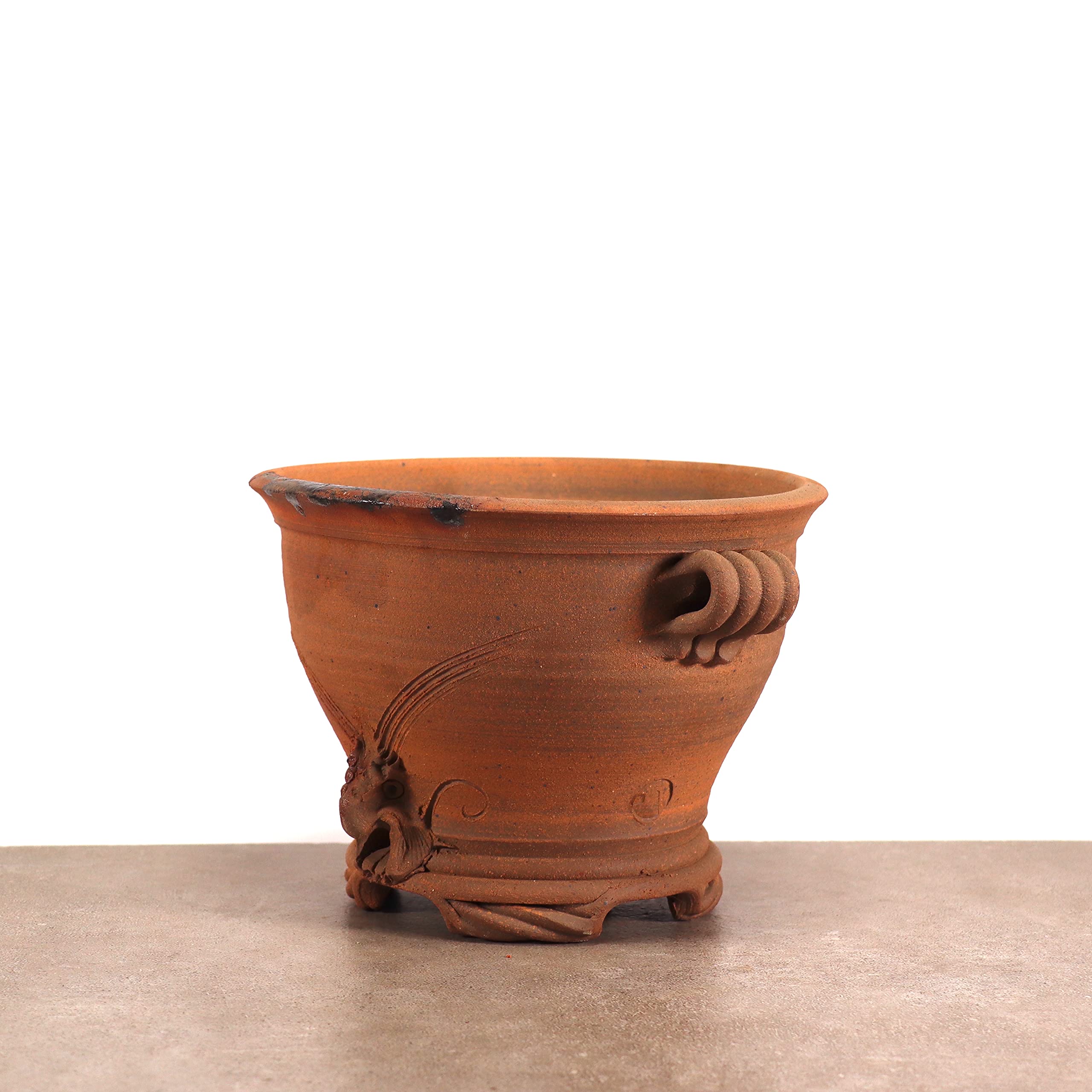 Palatina Werkstatt Pot de fleurs en terre cuite fait à la main avec anse - Pot de fleurs pour jardin, appartement et fleurs en terre cuite (M)