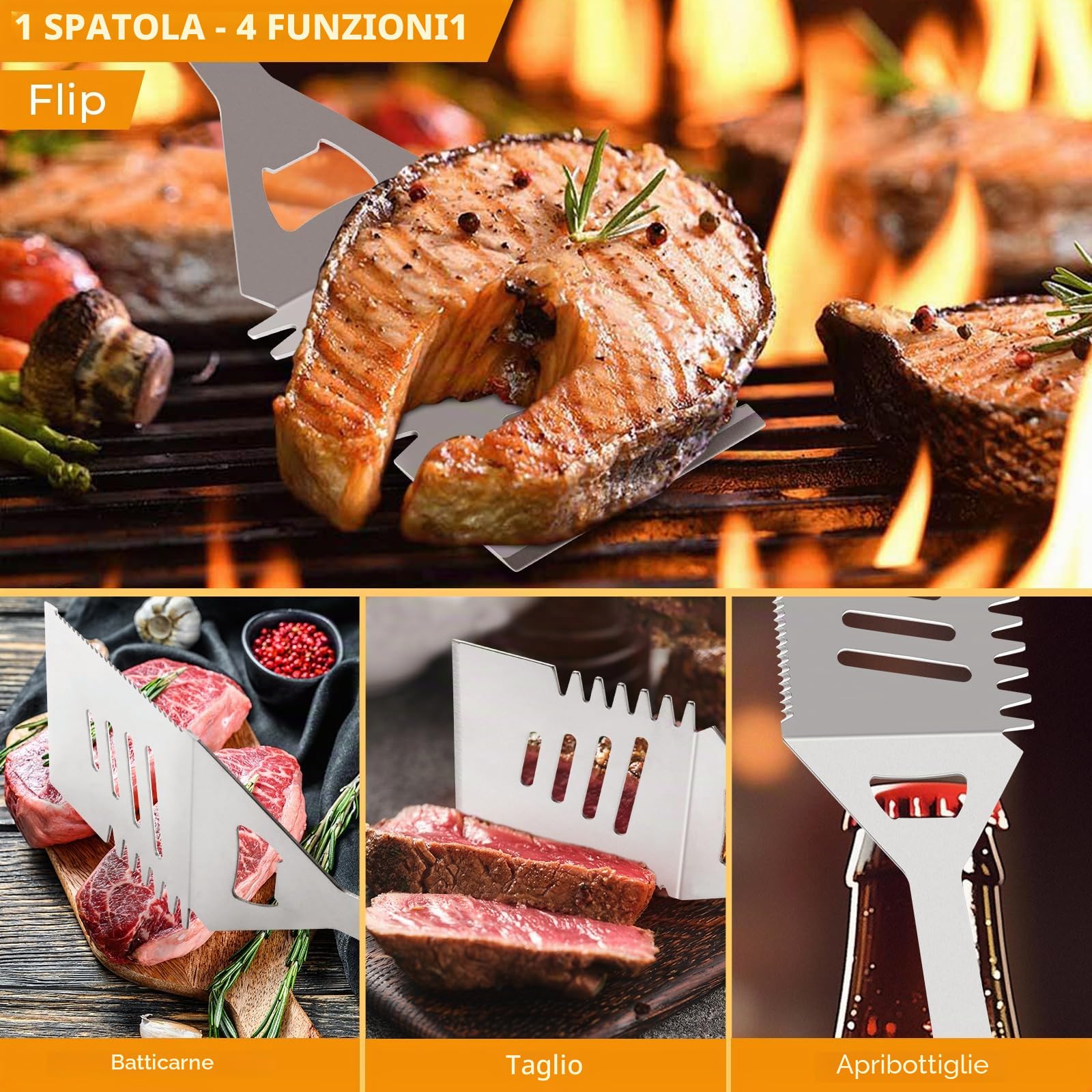 15Pcs Kit Barbecue,Set Barbecue Professionale In Acciaio Inox,Pratico Set Utensili Barbecue Attrezzi Con Borsa Portatile,Set Barbecue Accessori Regalo Uomo Cortile Campeggio All'aperto Cucina Picnic