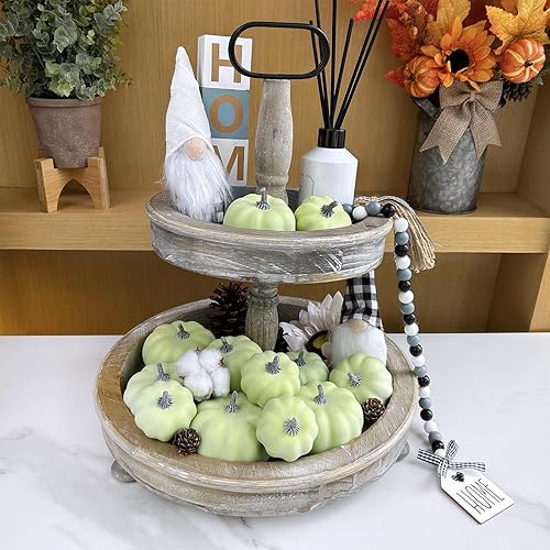 Miniatura 3 de BESTTOYHOME 12 Piezas Calabazas Artificiales Pequeñas Surtidas Verde Claro Calabazas Falsas Calabazas Decorativas de Cosecha Rústica Calabazas de