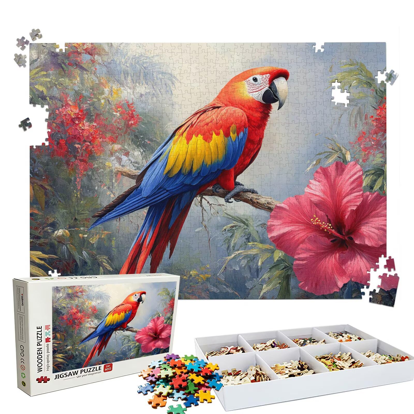 Puzzle 4000 Pezzi fiore Pappagallo, Puzzle 4000 Pièces Challenge Impossible, Puzzles 141.5x87.5 cm Taglia Grande Adulti, Giochi Educativo per Famiglie, Puzzles Classici, Decorazioni Casa W3H-955