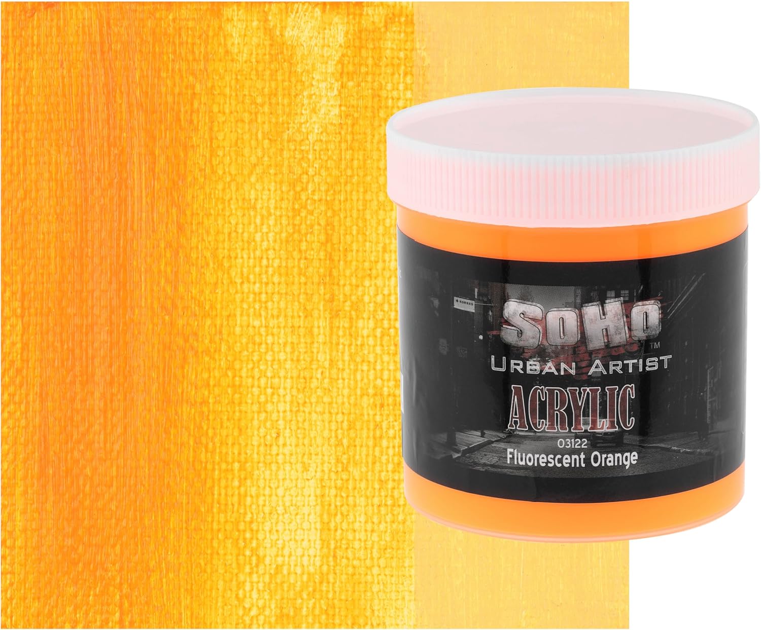 Soho Urban Artist Heavy Body Acrylic Paint - 500 ml Jar - Fluorescent Orange - Thick, Rich Color, Excellent Coverage, Professional Quality - Artists Acrylic Paint