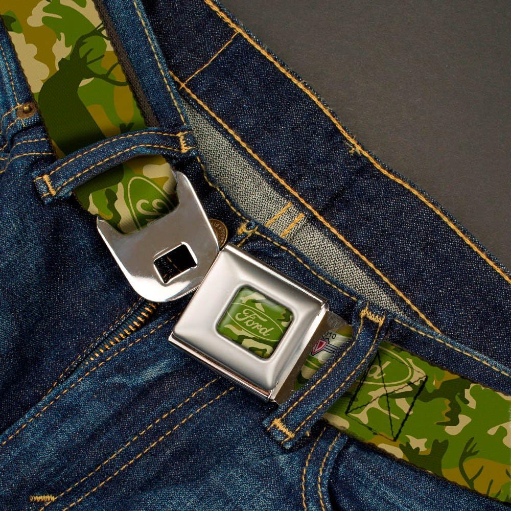 FORD Oval Full Color Deer Hunter Camo Olive Seatbelt Belt - FORD Deer Hunter Camo Olive X-LARGE Webbing
