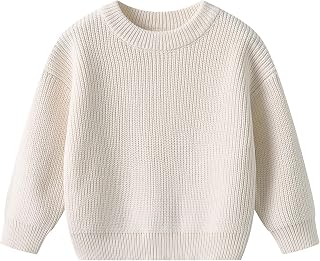 AIWUHE Baby Knit Sweater Toddler Boys Girls Warm Sweater Soild Pullover Round Neck Top Clothes Fall Winter Outfits 6M-6Y