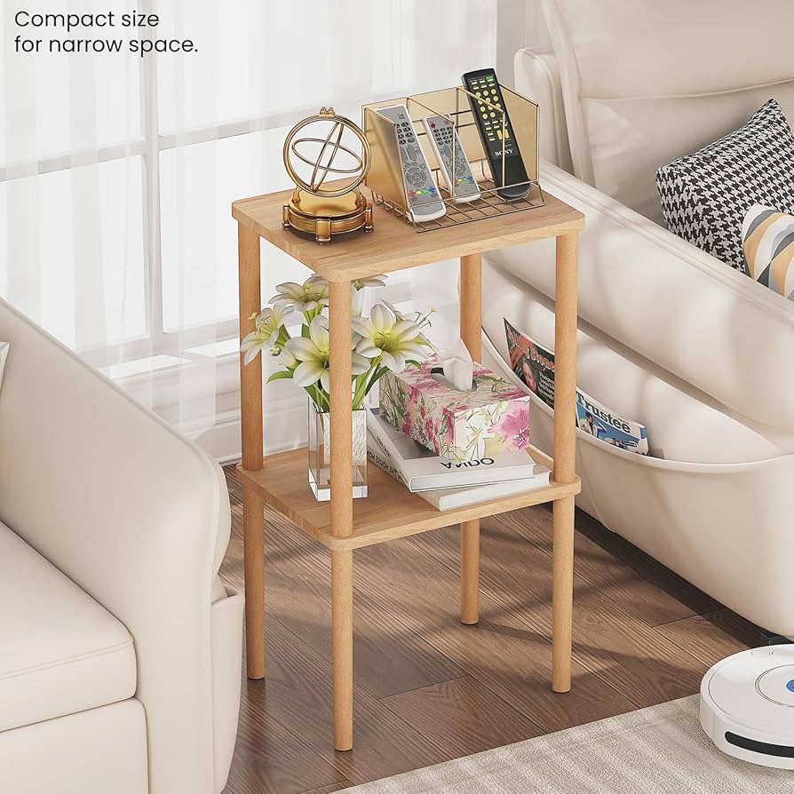 Amazon.com: exilot Solid Wood Side Table, 2-Tier Small End