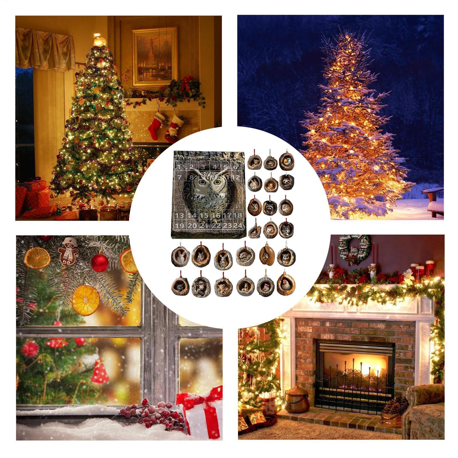 Amazon.co.jp: 動物オーナメントアドベントカレンダー、24ツリー