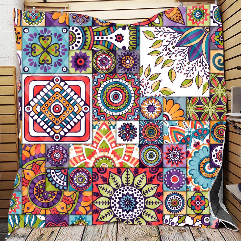 FANSU Bedspread Quilt Single Double Super King Bed Size, Quilted Bed Cover Sofa Blanket Throw Lightweight Decorative Coverlet 3D Microfiber Comforter Bed Sheet (flower,226x260cm)