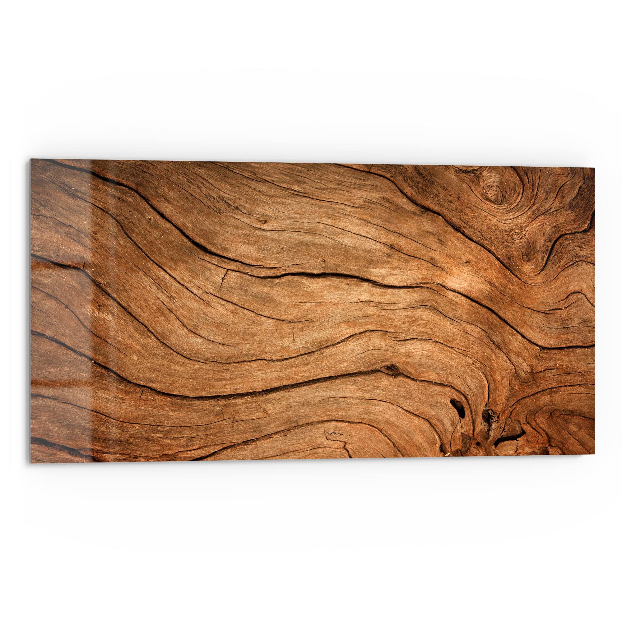 DEQORI Crédence de cuisine en verre | Motif grain de bois détaillé | 80 x 40 cm | Panneau arrière de salle de bain ou de cuisinière | Protection anti-éclaboussures pour cuisine et salle de bain |