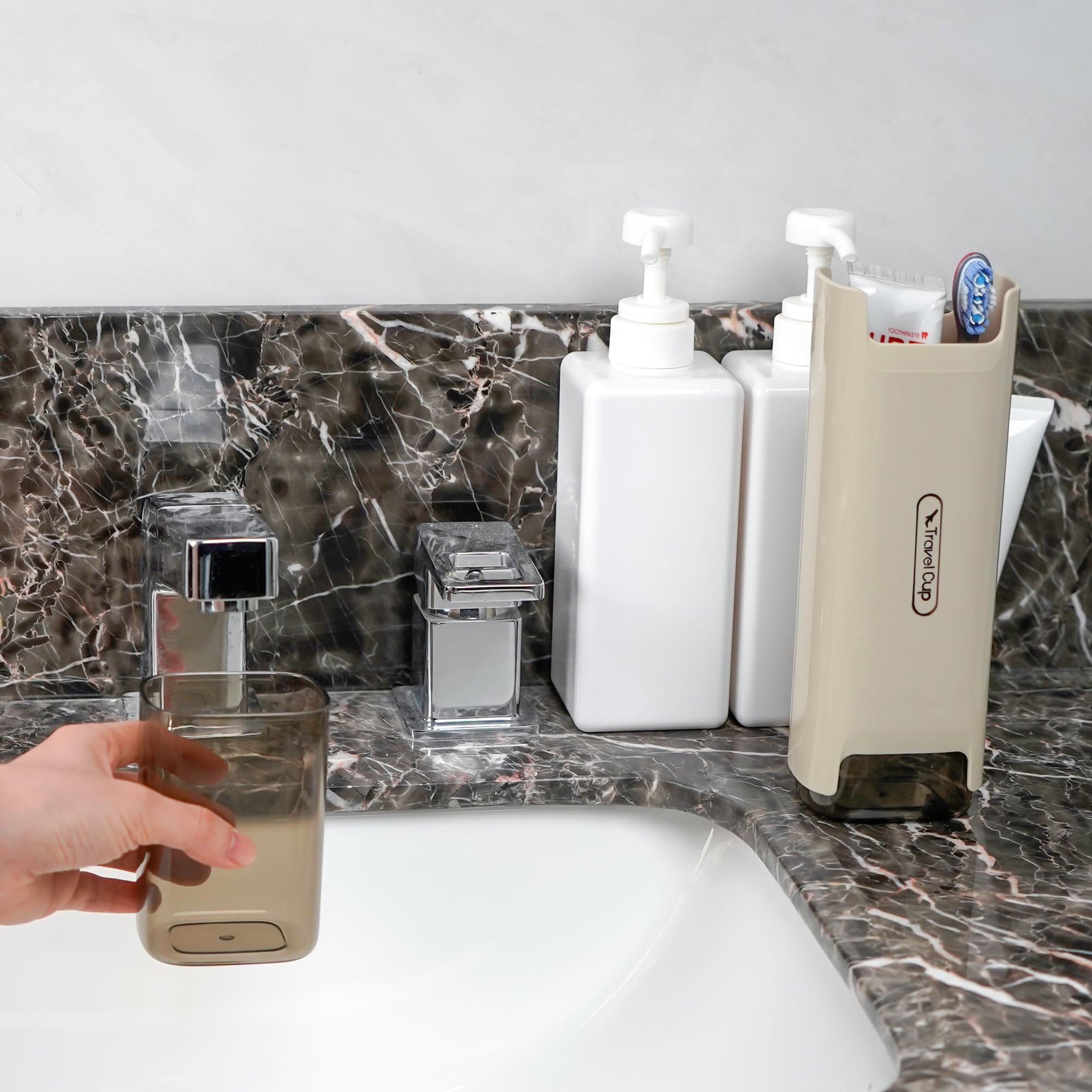 Paquete de 3 fundas portátiles para cepillo de dientes de viaje, funda para pasta de dientes con taza de enjuague bucal dividida, funda para cepillo de dientes de viaje para viajes, negocios