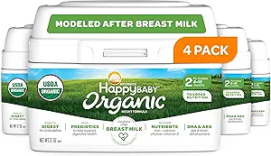 Happy Baby Organic Infant Formula with Iron Milk Based Powder Stage 2 for Babies 6-12 Months, No Corn Syrup Solids, No Carrageenan, Certified USDA Organic, Non GMO, 21 Ounce (Pack of 4)