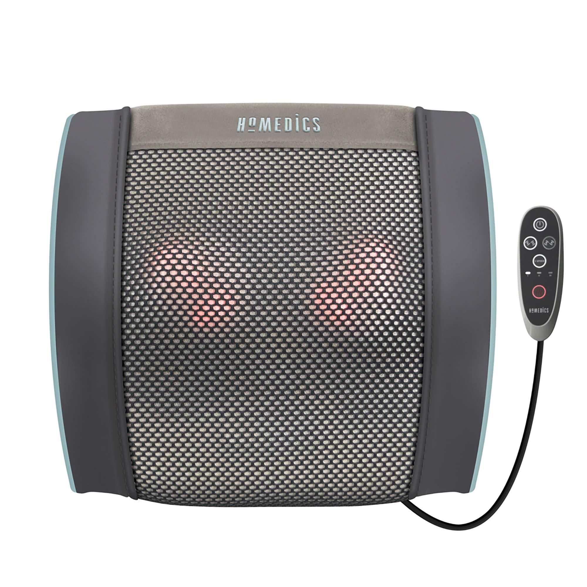 Oreiller de Massage Gel Shiatsu HoMedics – Masseur Shiatsu, Noyaux de Gel Massage « Toucher Réel », Utilisation Multiple Jambes, Muscles Lombaires Épaules, Option Chaleur Confort – Noir