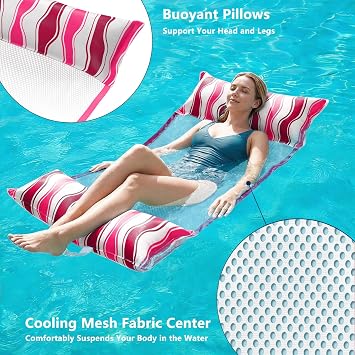 Jasonwell Pool Floats Adult Games - 2 Pack Fabric Inflatable Pool Floaties Water Hammock Chair w Floating Table Waterproof Playing Cards Party Game Toys Lake Lounger Raft Pool Hammock Float Floaty