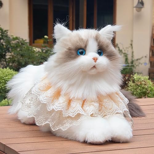 Chongker Peluche de gato Animal de peluche realista para niños, regalo para niños y amantes de los gatos (Ragdoll Cat)