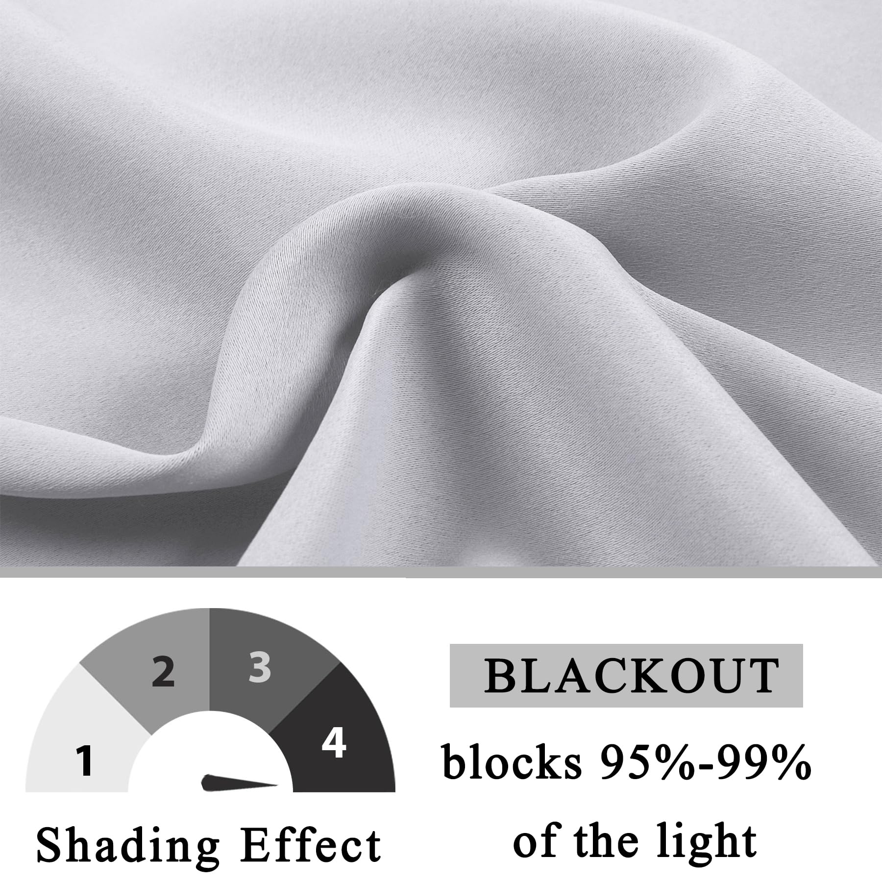 cololeaf White Blackout Curtains Thermal Insulated Noise Reducing Window Treatment Grommet Window Curtains for Living Room Bedroom Kids Room Modern Drapes Grey White 52W x 63L Inch (1 Panel)