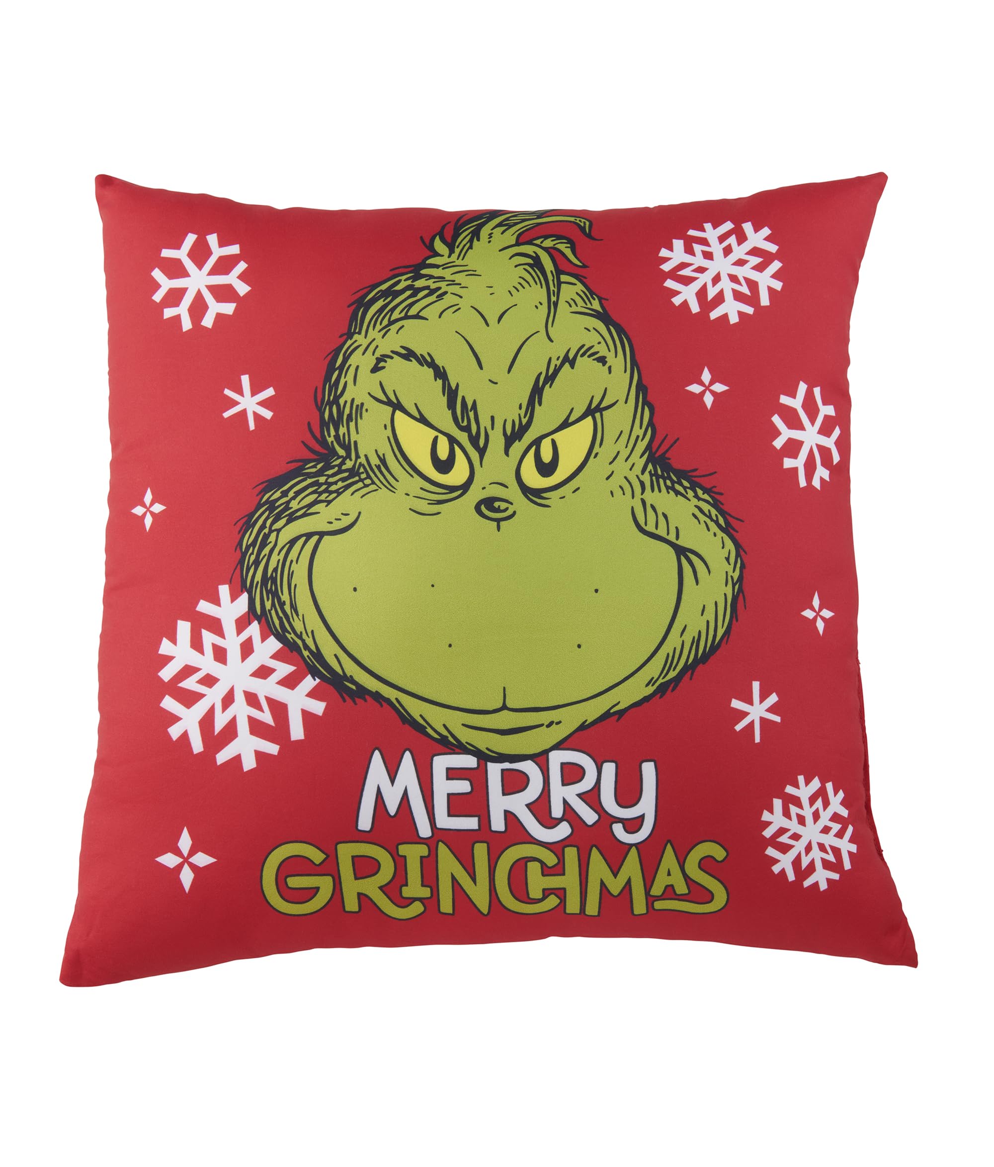 United Labels - Cuscino decorativo Grinch, cuscino di Natale, 40x40 cm, rosso, per divano, in peluche, cuscino ornamentale, cuscino decorativo