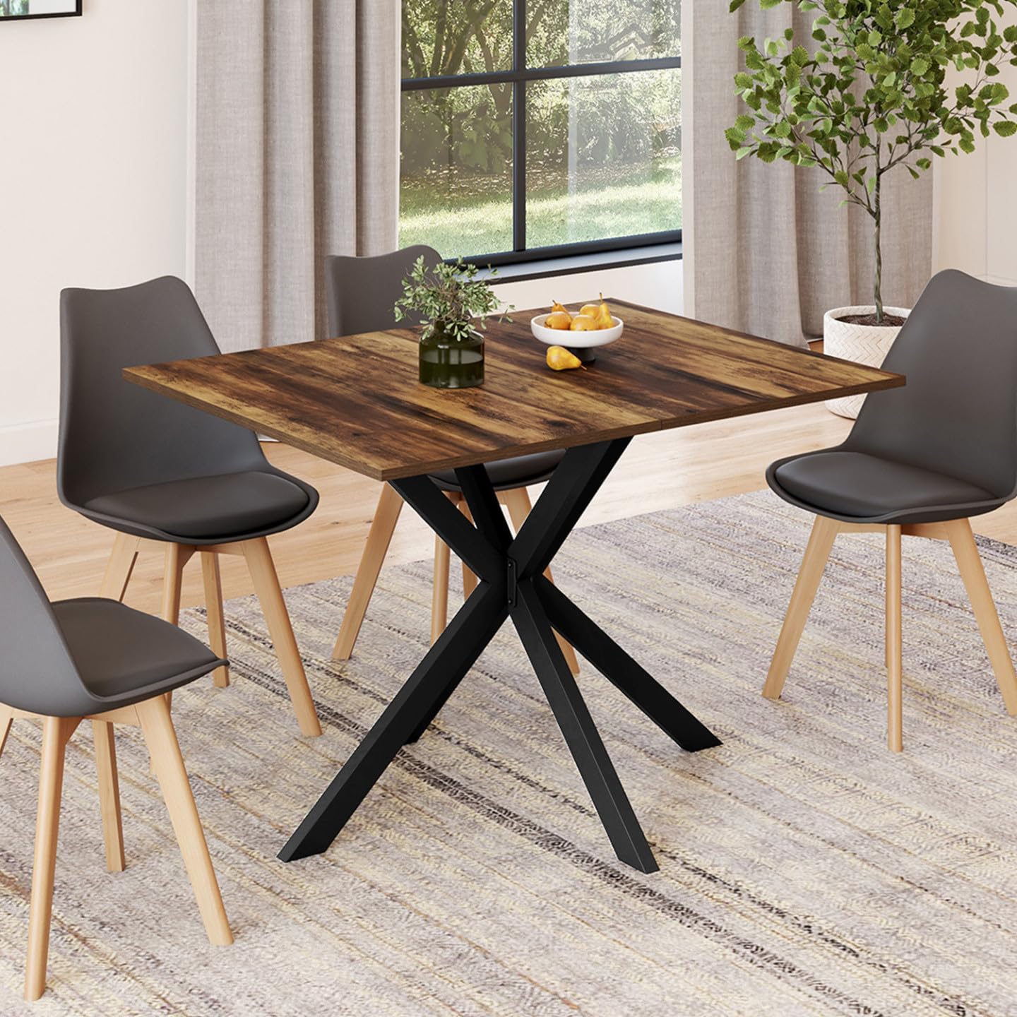 IDMarket - Table à Manger Rectangle Alix 110 cm Pied araignée Noir