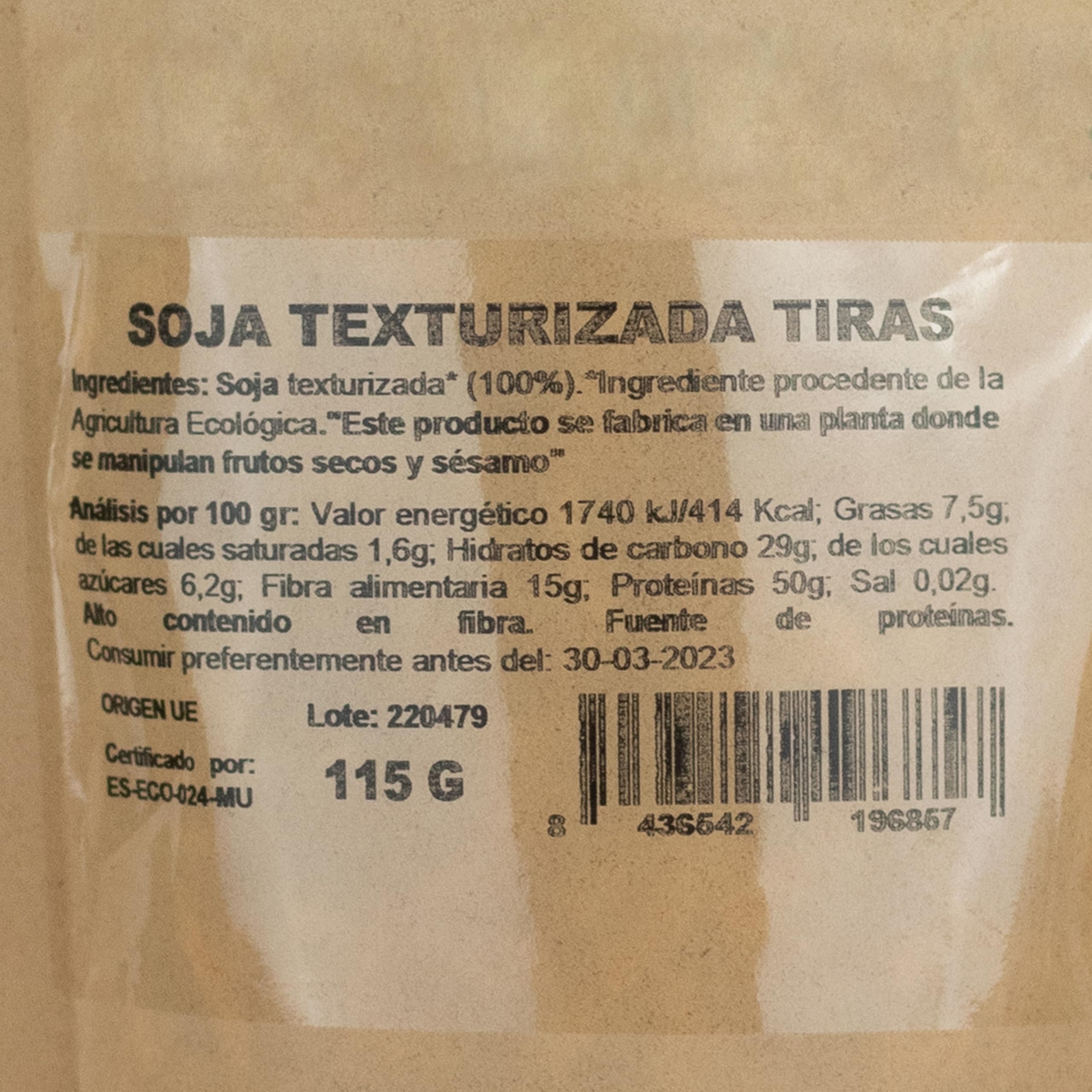 NaturGreen - Soja Texturizada en Tiras Bio 115 g, Alternativa Vegetal a la Carne, Alta en Proteína y Fibra, Ideal para Guisos, Tacos o Platos Veganos, Ecológica y Sin Gluten