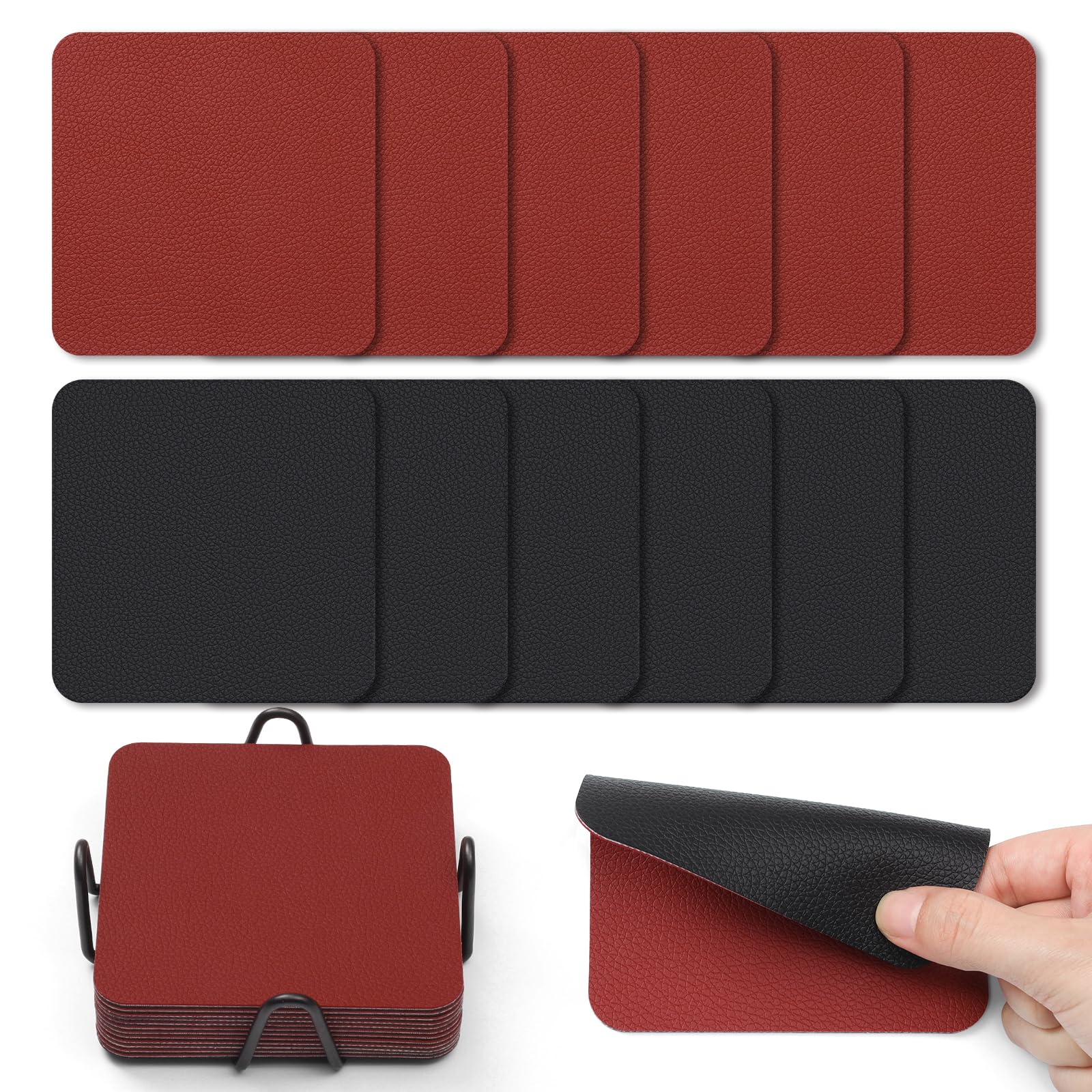 Set Di 12 Sottobicchieri Personalizzati Double Face 10cm - Impermeabili E Antiscivolo Con Portabicchieri (Grigio Nero) - Foto 5