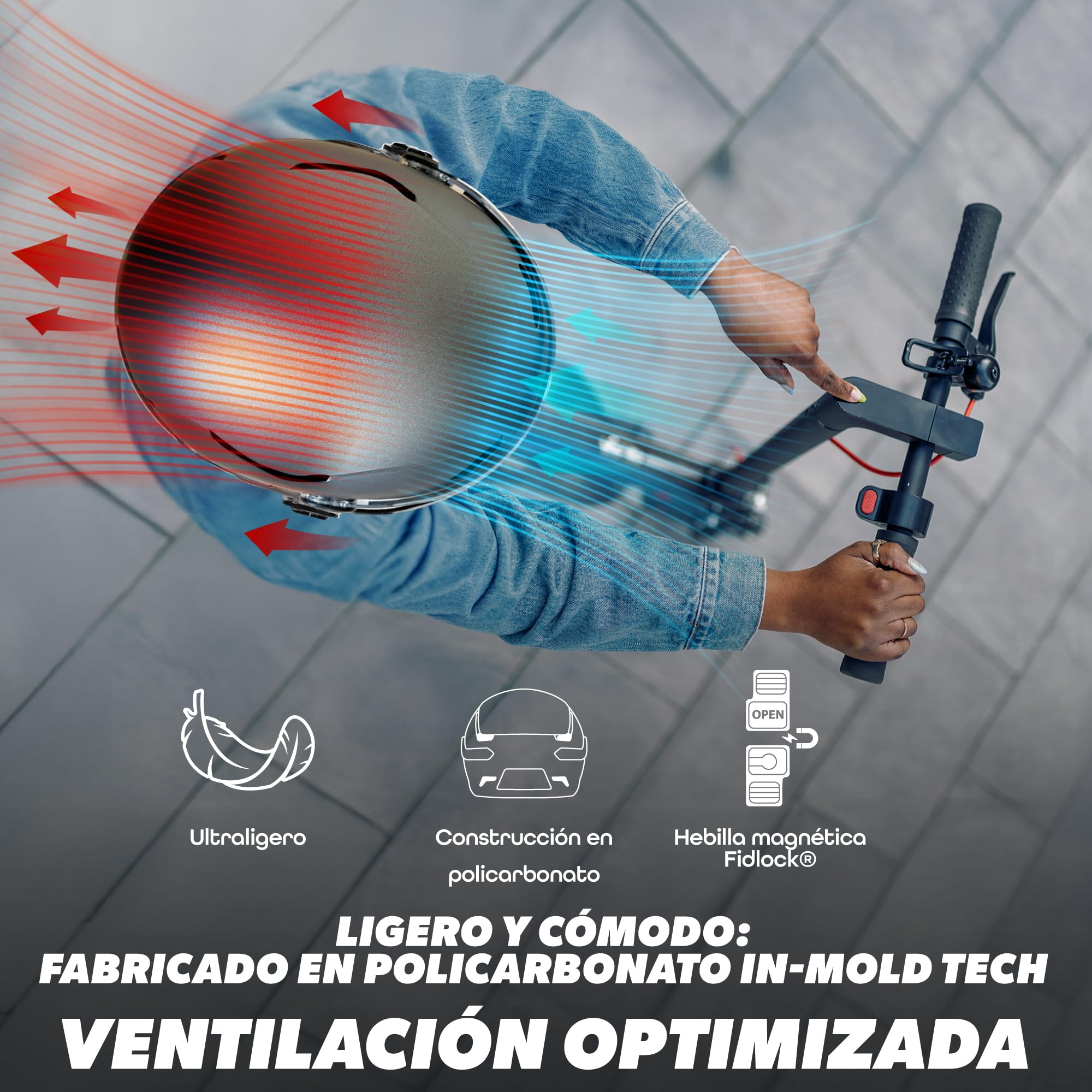 T'nB Vizion - Casco de bicicleta y patinete eléctrico para hombre y mujer, LED conectados, intermitentes a distancia, visera antirrayos UV, batería USB-C, talla M (circunferencia de la cabeza 55-58 cm