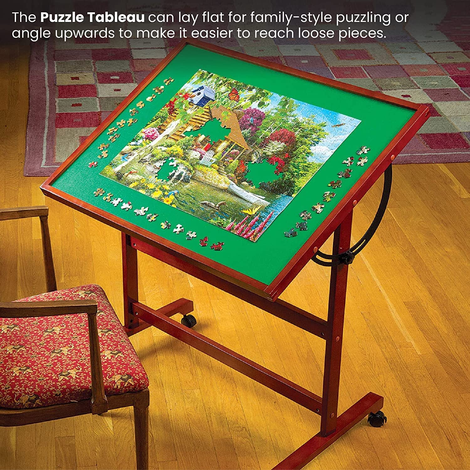 Table de puzzle en bois pour adultes - Planche de puzzle inclinable avec roulettes - Surface antidérapante - Transport facile - Idéal pour les amateurs de puzzle - 1500 pièces