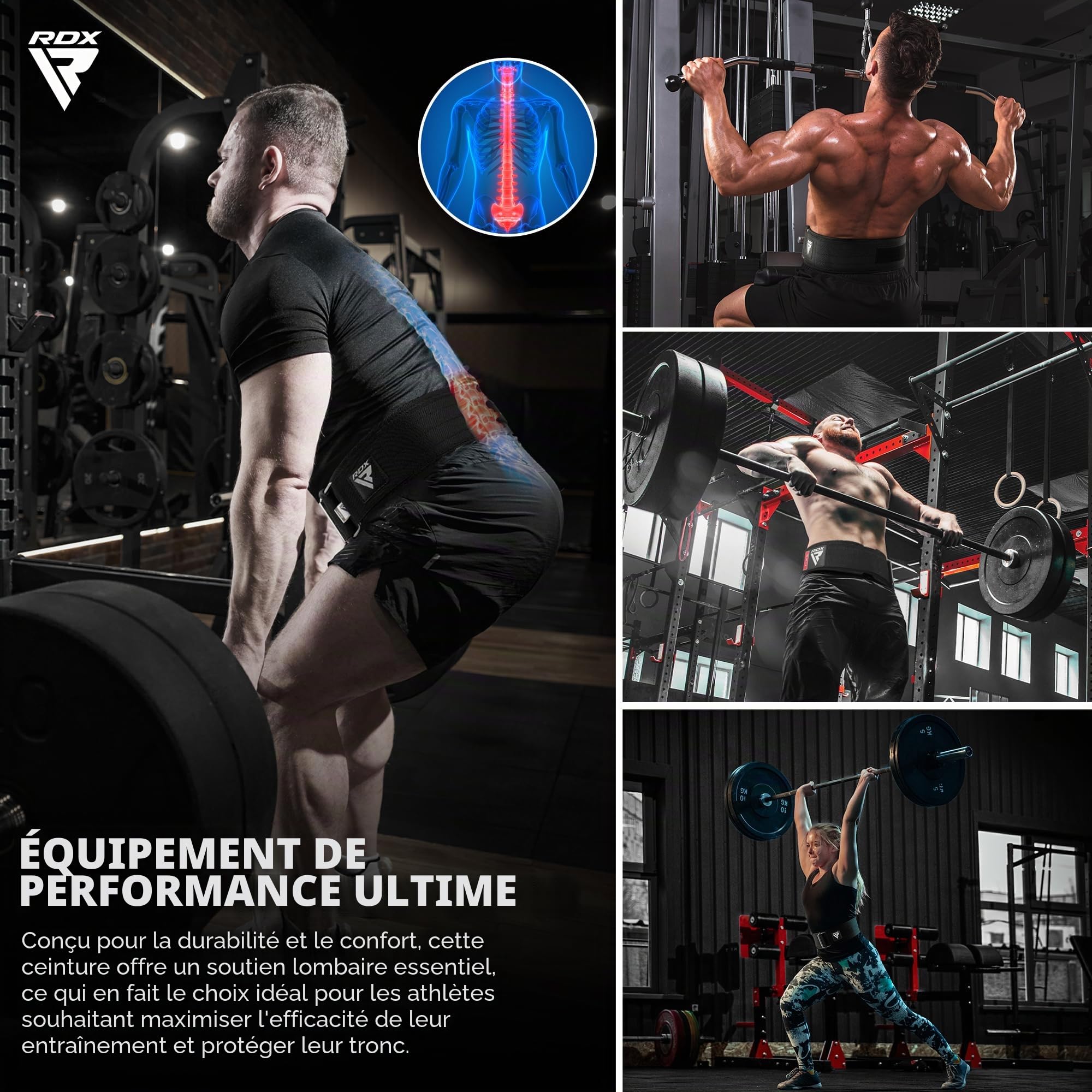 RDX Ceinture de Musculation AUTOMATIQUE FERMER À CLÉ, 4” Réglable Support Dos Lombaire, Powerlifting D'haltérophilie Bodybuilding Entraînement en Force Exercise Fitness Gym Levage Belt, Hommes Femmes