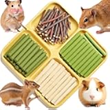 Rabbit Toys 142g/5.0oz Bunny Chew Treats Timothy Hay Sweet Bamboo Snack Guinea Pig Molar Branch Toy Apple Stick Alfalfa Food for Cleaning Teeth Grinding Dental for Hamster Squirrel Chinchilla