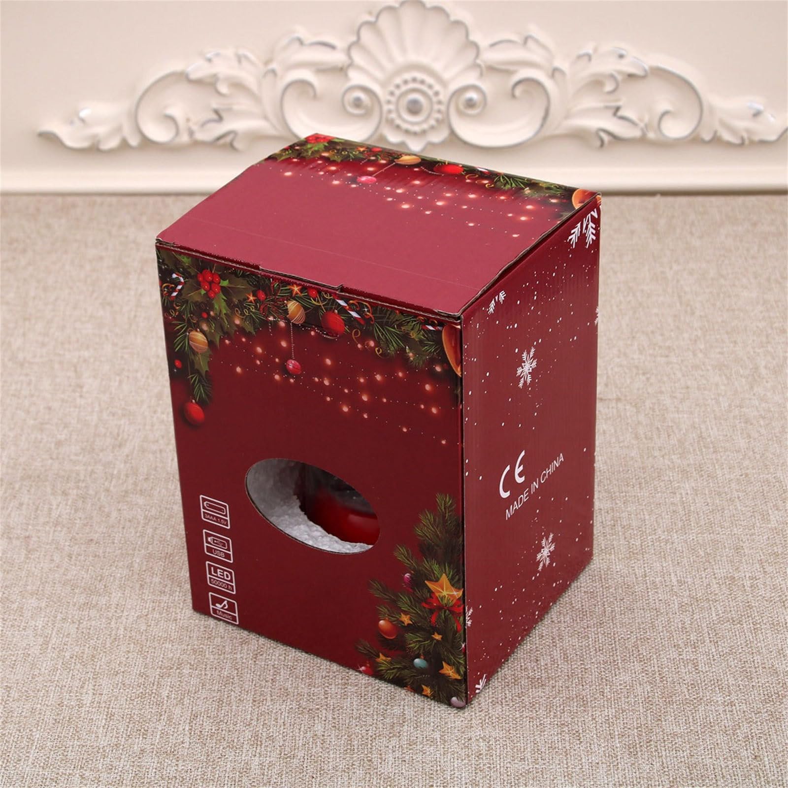 Decorazioni per la tavola Natale Lanterna acqua con musica, display illuminato con glitter, alimentato tramite USB o batteria Accento natalizio Lanterna acqua natalizia Decorazione con da USB
