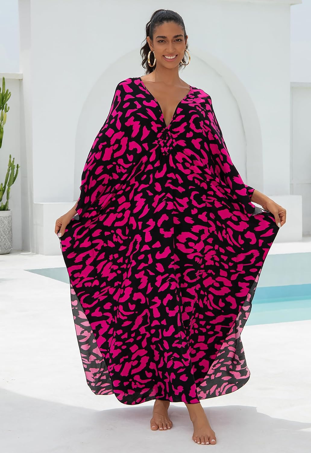 Women Animal Print Kaftan Dresses Plus Size Swimsuit Coverup 2025 Summer Bathing Suit Caftan Loungewear Beach Dress - Image 6