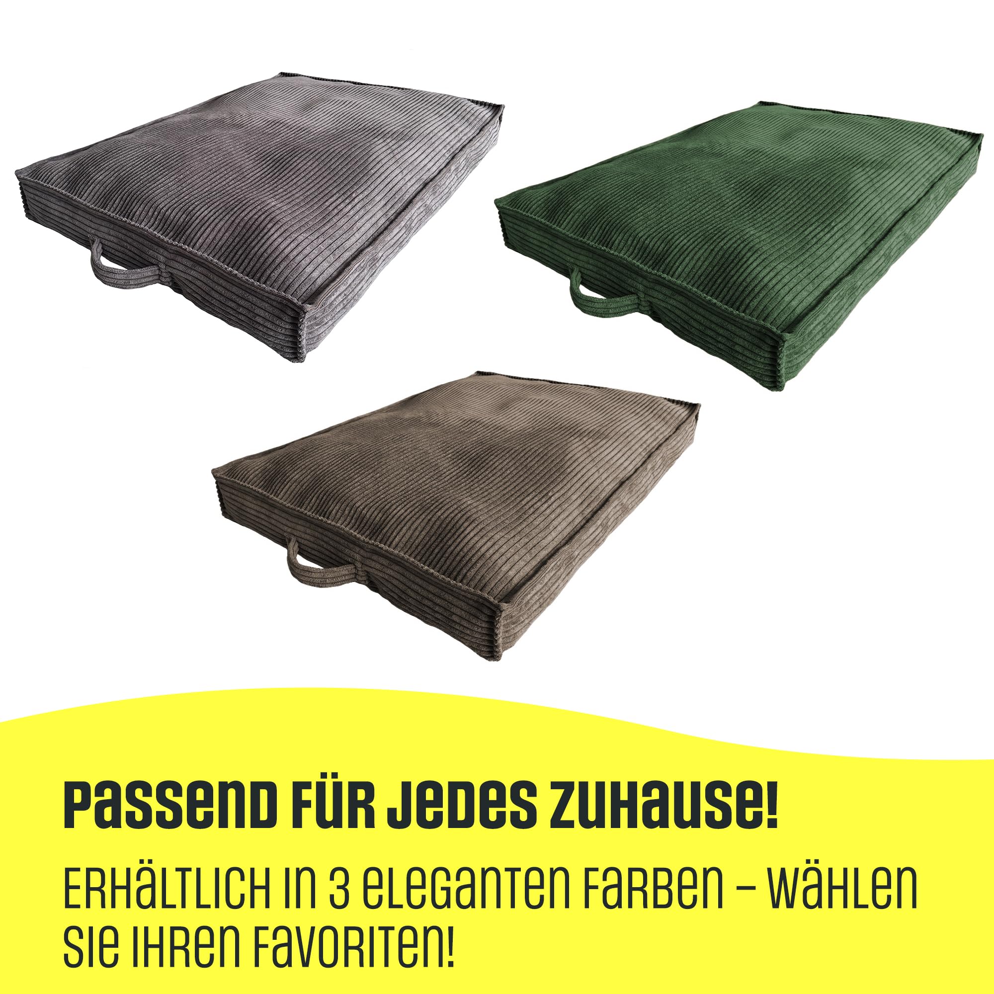 Hundebett Hundekissen Cord Große Hunde Waschbar Abriebfest 100 x 70 cm Dunkelbeige XXL
