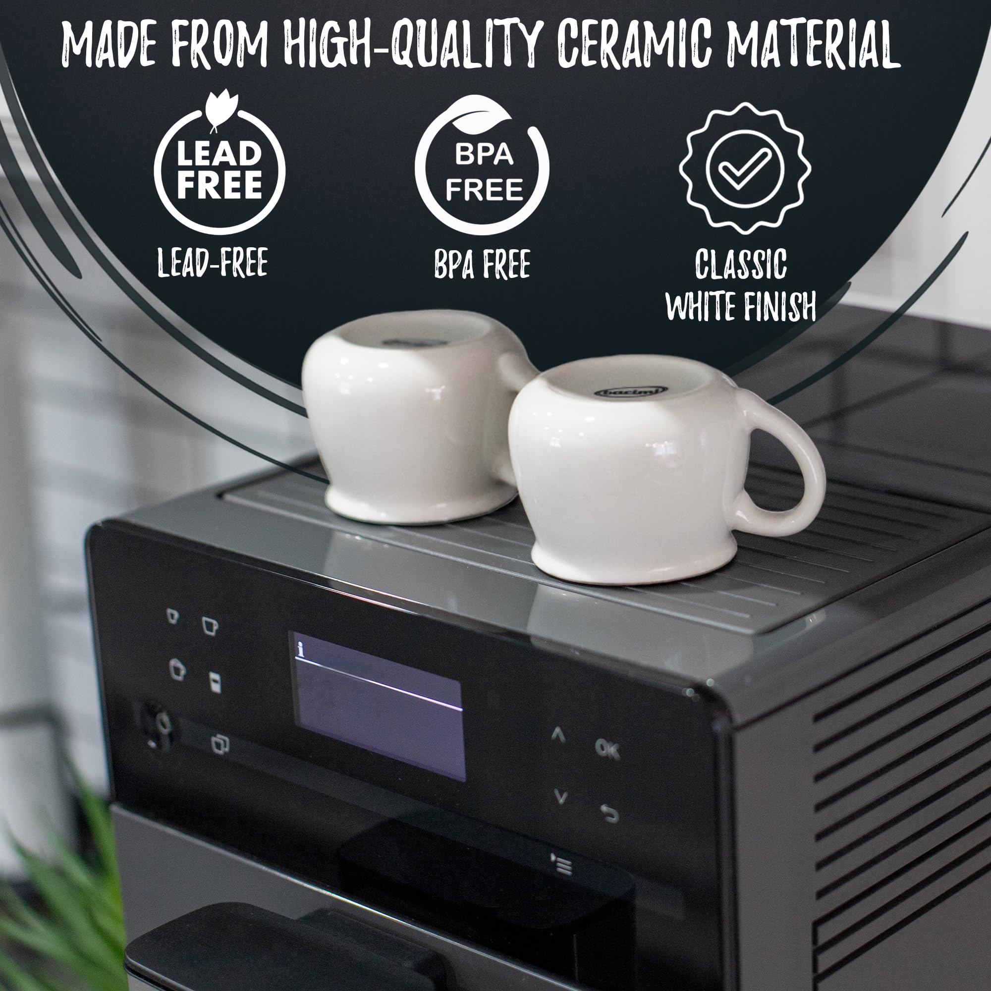 Mini ceramiczne kubki do kawy espresso (zestaw 6 szt., 90 ml) - małe kubki do picia - można myć w zmywarce i używać w kuchence mikrofalowej, nowoczesne kubki do kawy, herbaty, kakao, mleka i